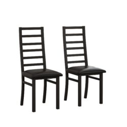 Dining Chairs High Back Armless Design For Kitchen (Set of 2) - Black