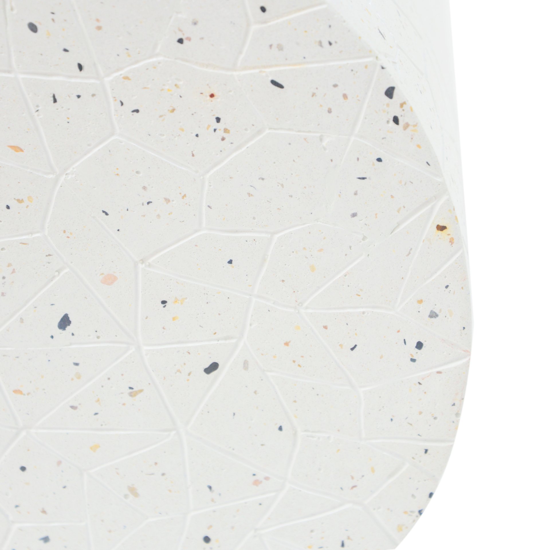 Outdoor Terrazzo Concrete Drum End Table, Living Room Accent Table - White Terrazzo - Image 5