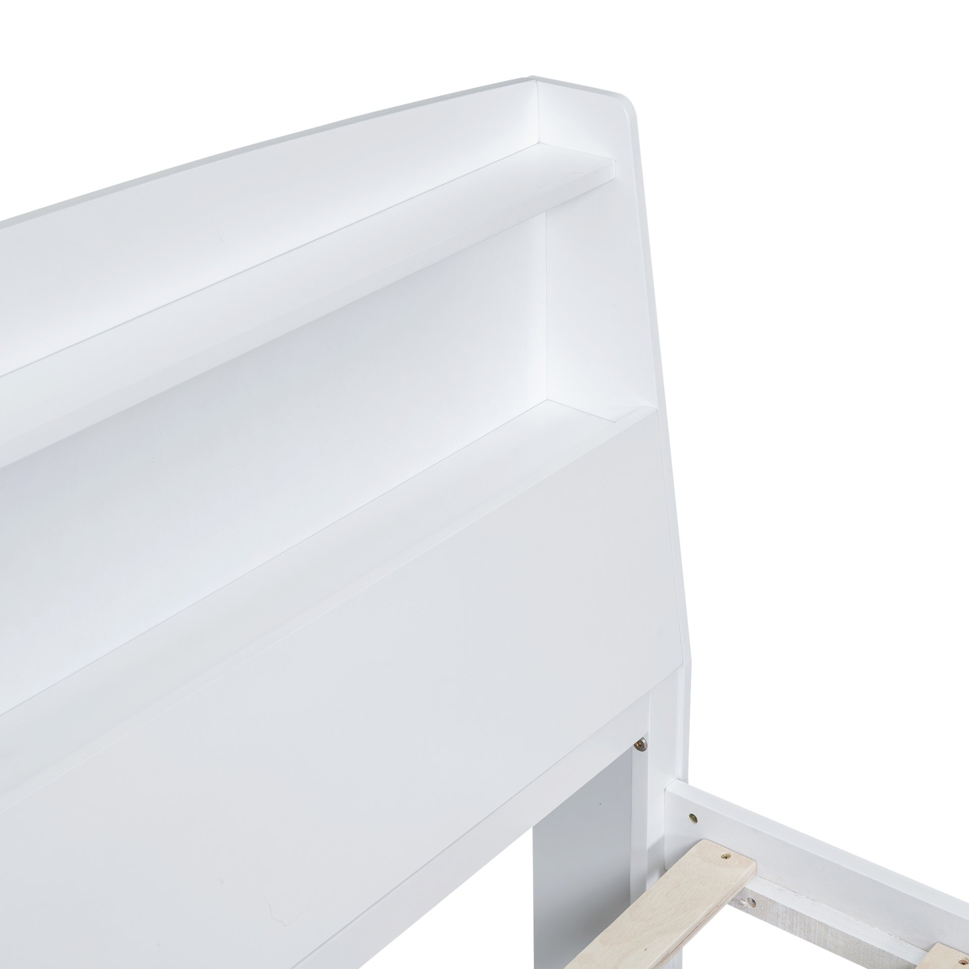 Full Size Platform Bed With Storage LED Headboard, Twin Trundle And 3 Drawers - White - Image 13