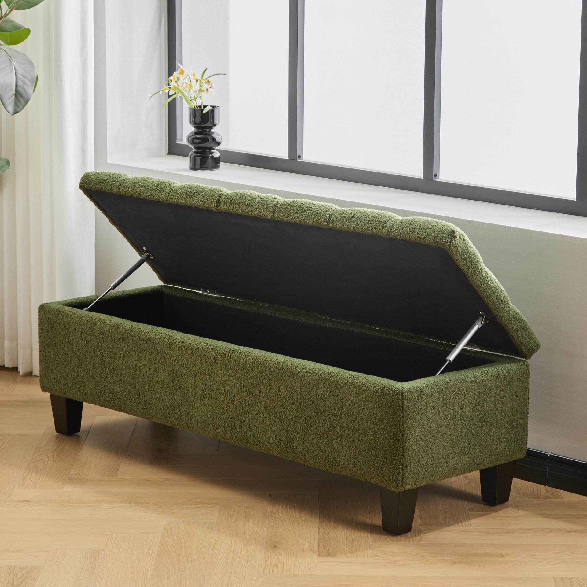 Ottoman Bench With Storage - Green - Image 4