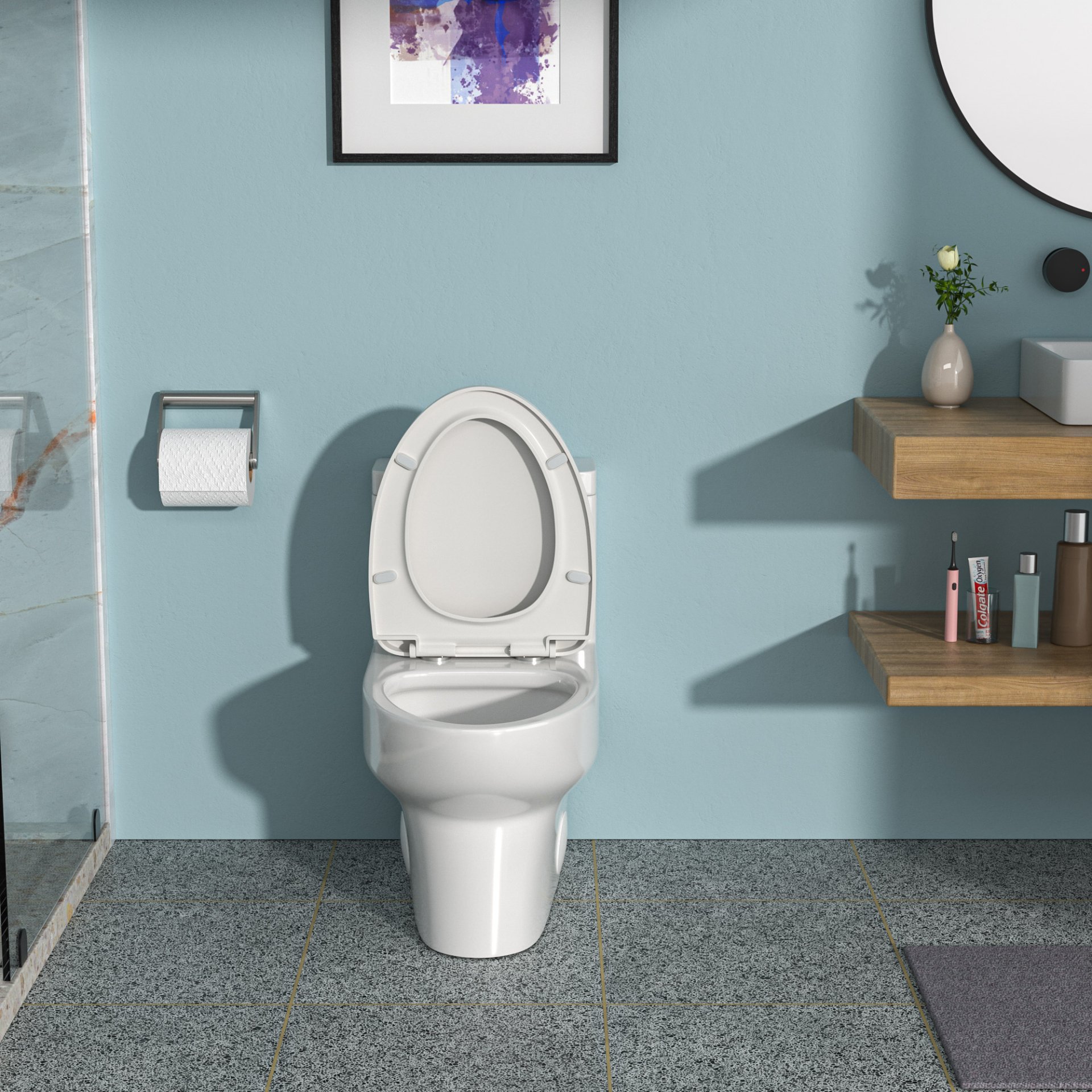 Modern Ceramic 1 Piece Toilet With Dual Flush And Soft Closing Seat - White - Image 6