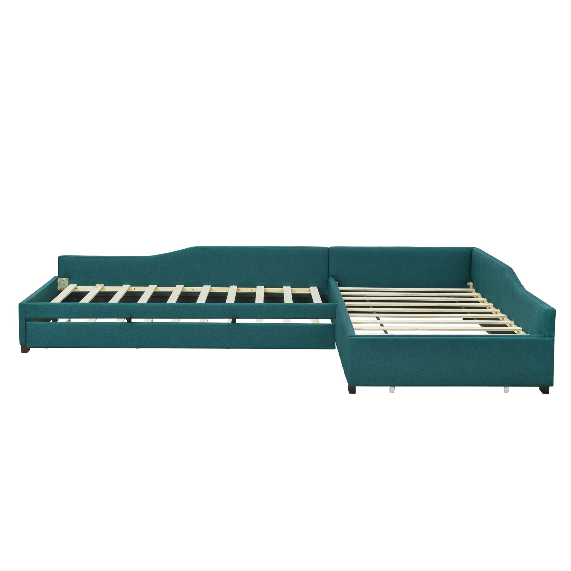 Upholstered Double Twin Daybed With Trundle And Drawer - Green - Image 10