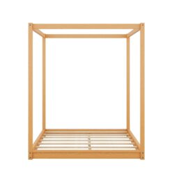 Queen Size Canopy Platform Bed With Support Legs - Natural