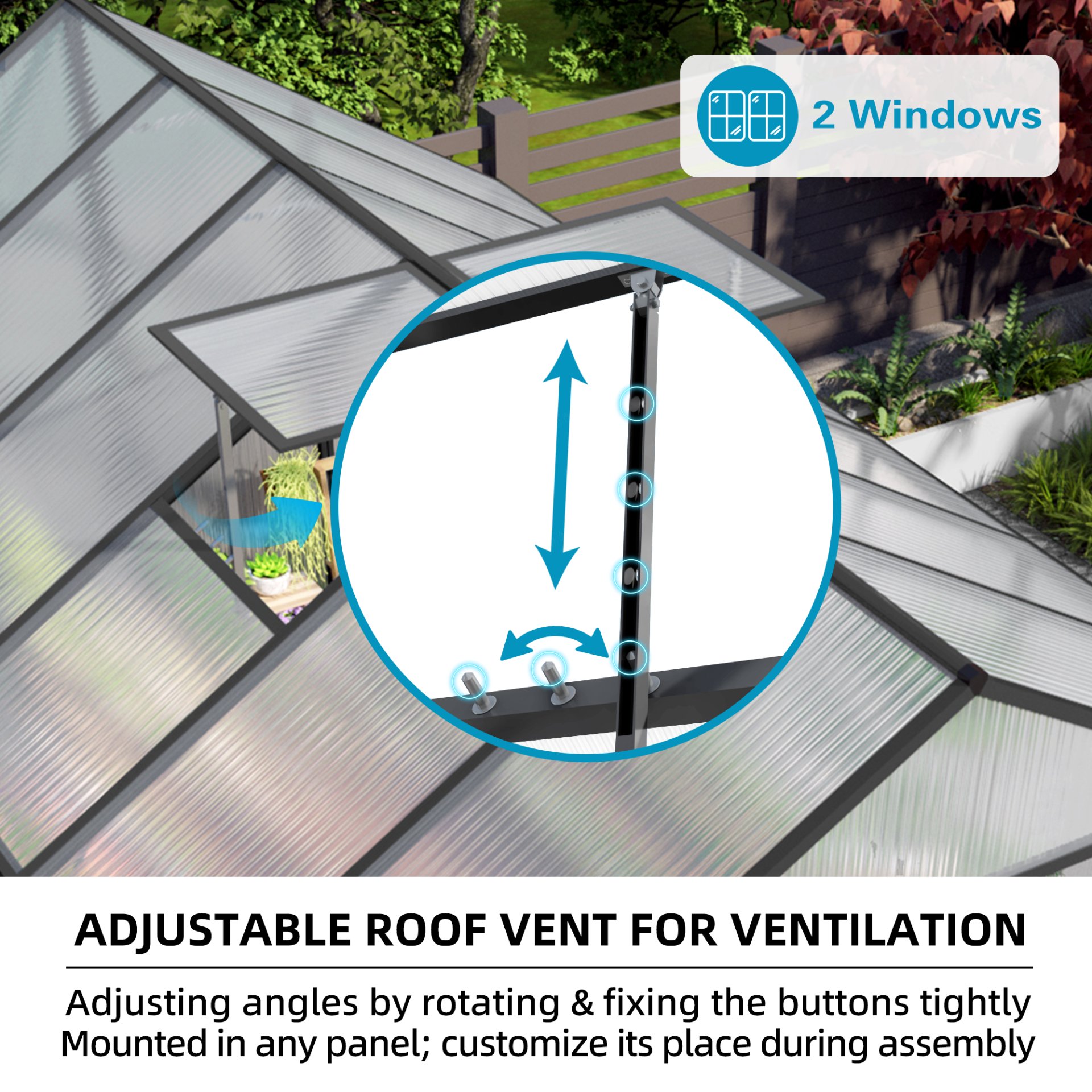 Greenhouse 8 X 12 Ft Polycarbonate Greenhouse With Raised Base And Anchor Frame In For Outdoor Backyard All Season Use - Black - Image 5