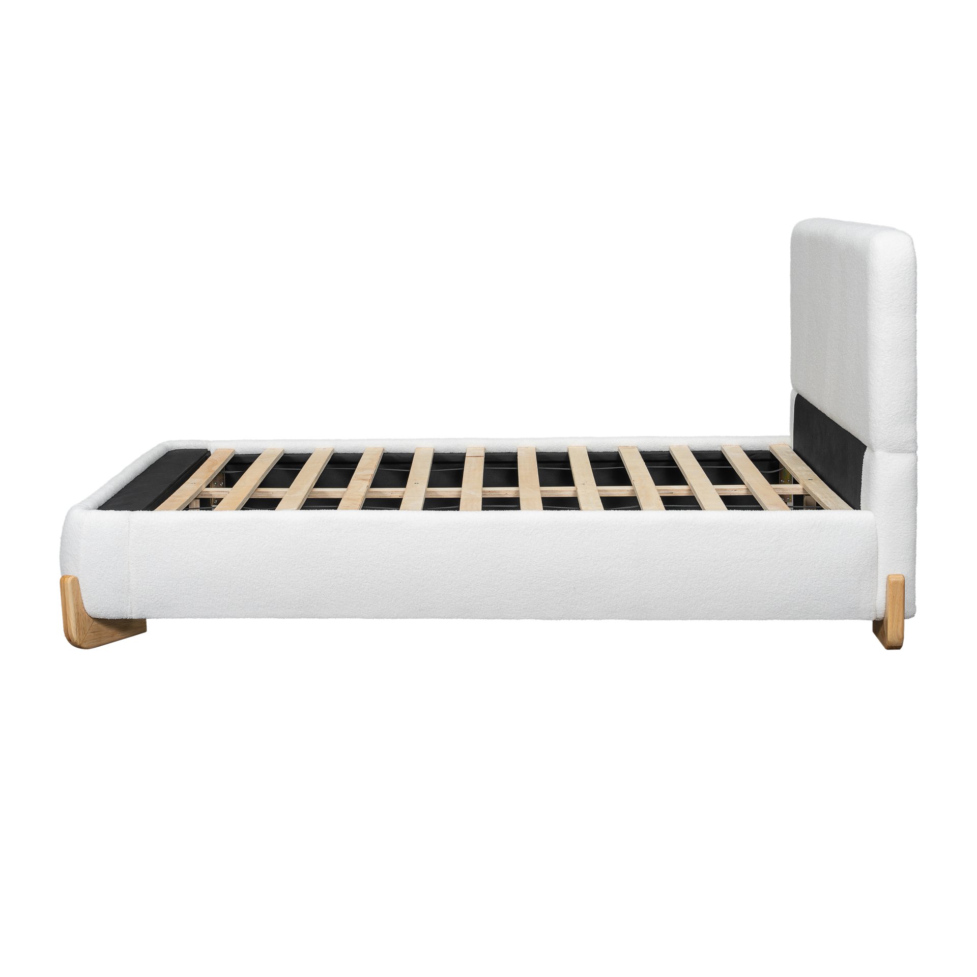 Full Size Upholstered Bed With 12 Slats Support - White - Image 5