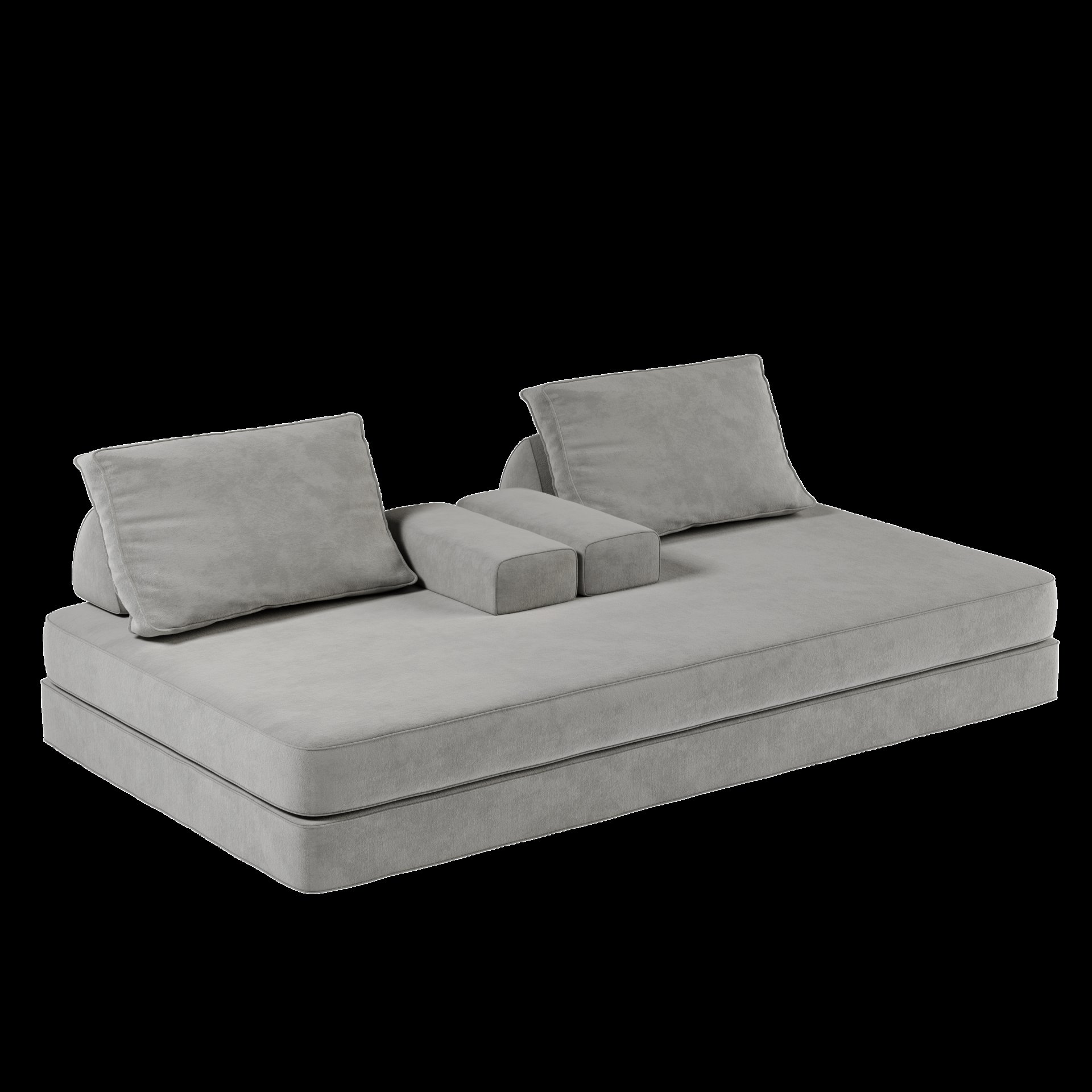 Multifunctional Convertible Sofa Bed With 2 Tumbler Backrests And 2 Pillows, Diy Modern Upholstered Couch - Light Gray - Image 20