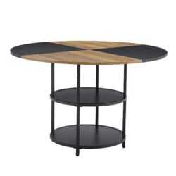 Diameter - Modern Splicing Circular Dining Table Double Layer Storage - Wood / Black