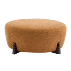 Modish - Round Ottoman - Natural Wood / Pumpkin Orange