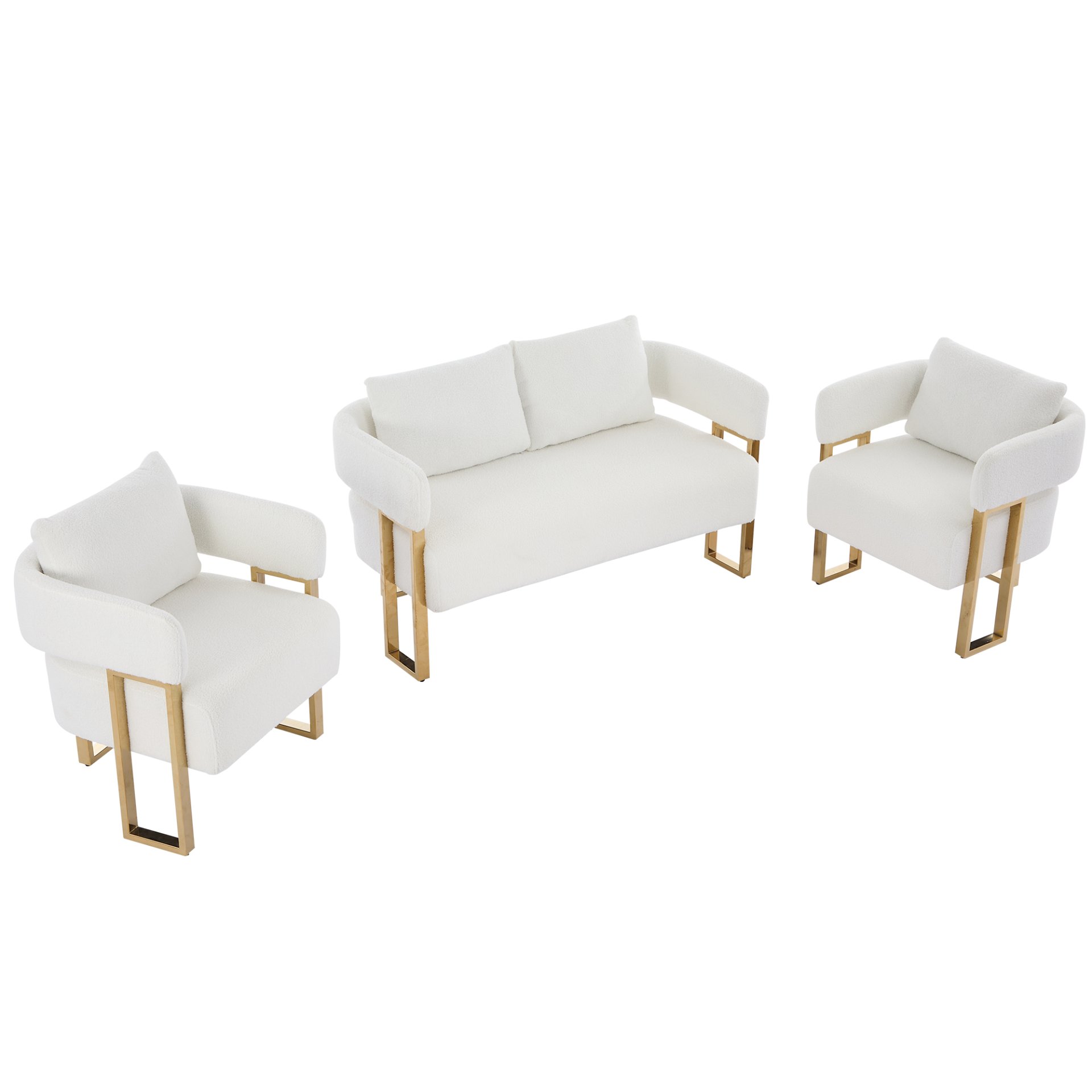 Decorative Upholstered Side Chair For Living Room - White / Gold - Image 8