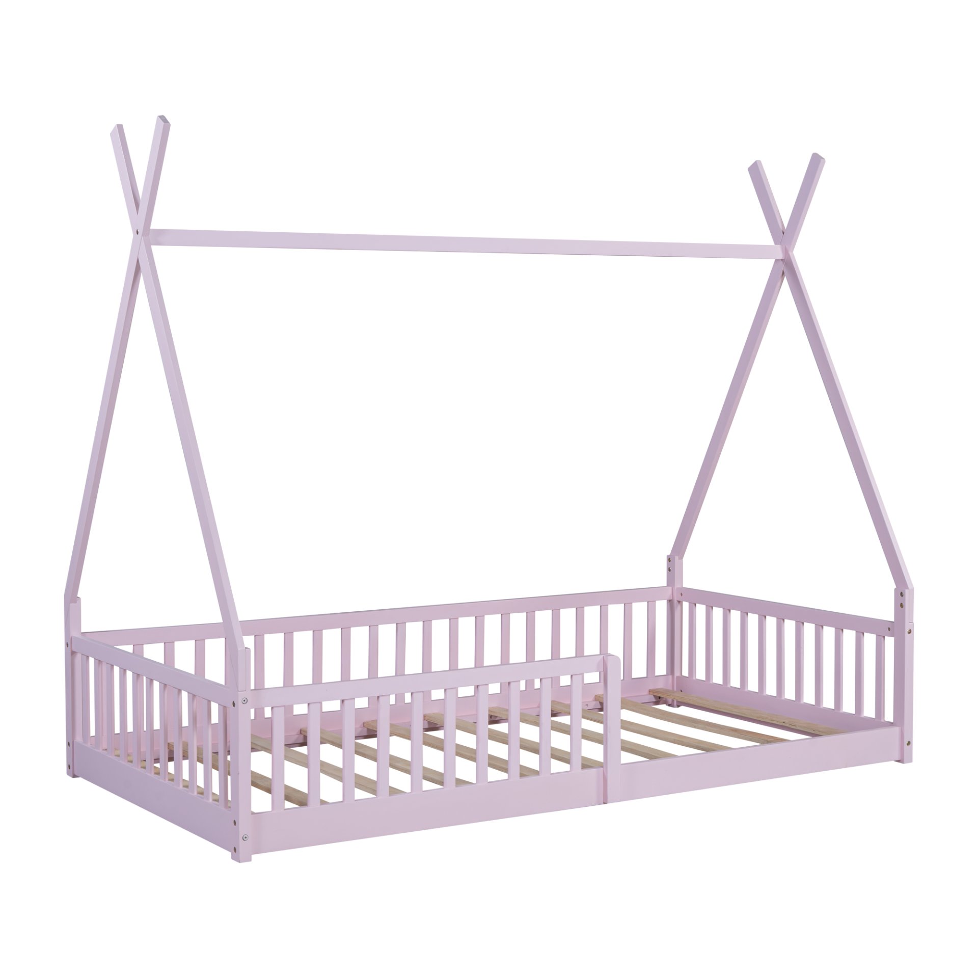 Twin Size House Bed With Fence - Pink - Image 10