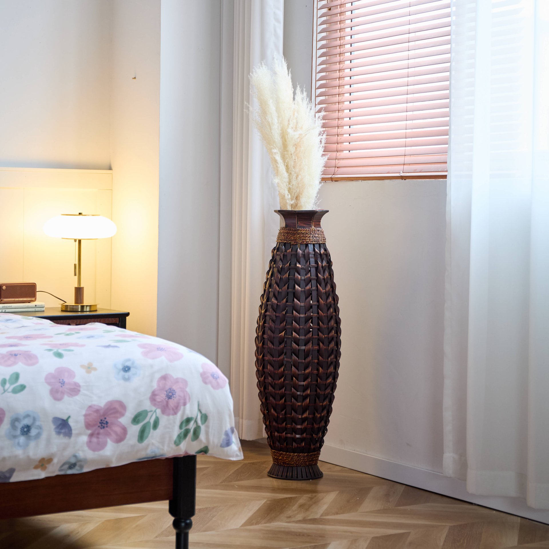 Hand Woven Bamboo Floor Vase, Decorative Accent For Living Room - Acacia Wood - Image 11