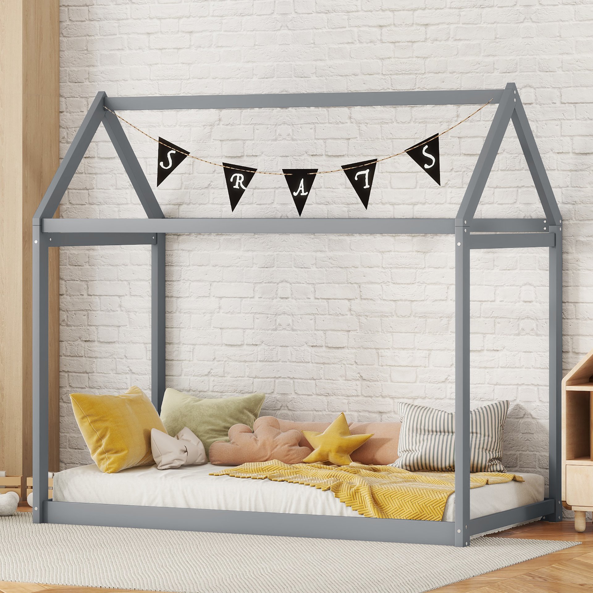 Twin Size House Shape Bed - Gray - Image 4