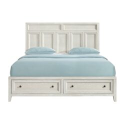 King Storage Bed With Panel Headboard And Spacious Footboard Drawers - White