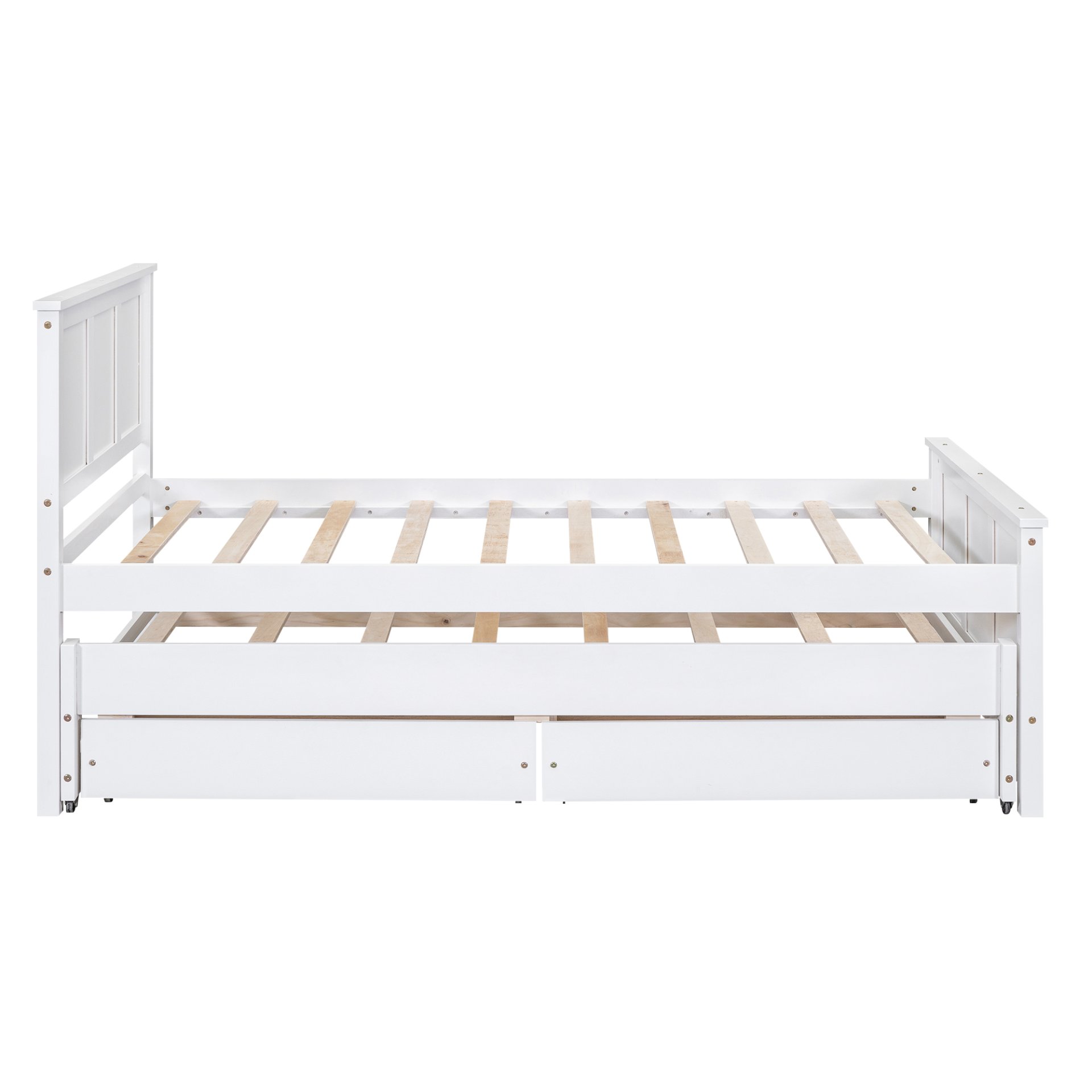 Twin Size Platform Bed With Trundle And Drawers - White - Image 7