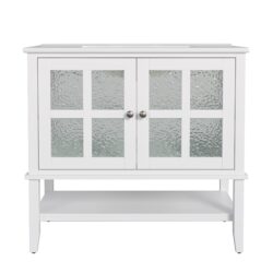 Bathroom Vanity With Sink, Adjustable & Open Shelf, Soft Close Hinges - White