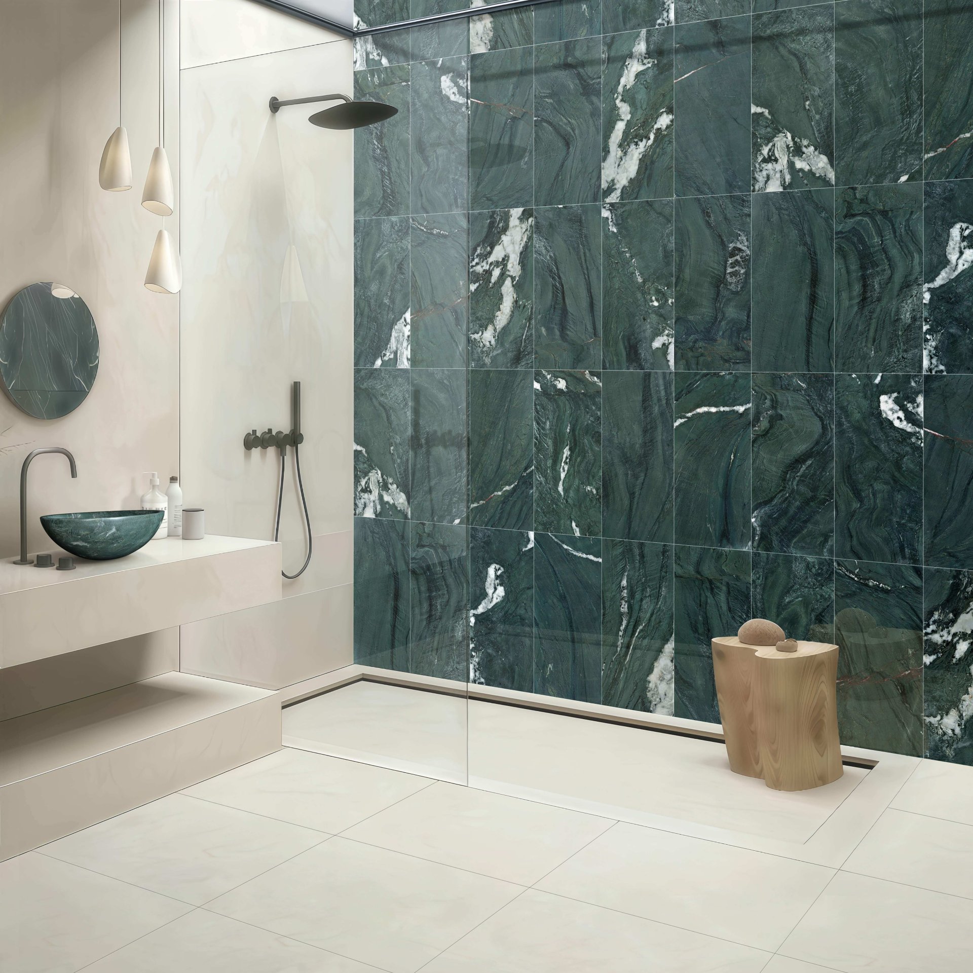 Bathroom Vessel Sink, Semi Polished Surface, Genuine Real Marble - Green - Image 7