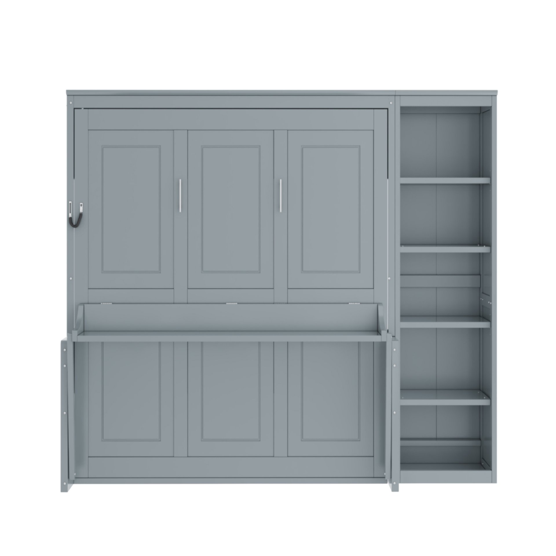 Full Size Murphy Bed With Desk And Bookshelf - Gray - Image 7