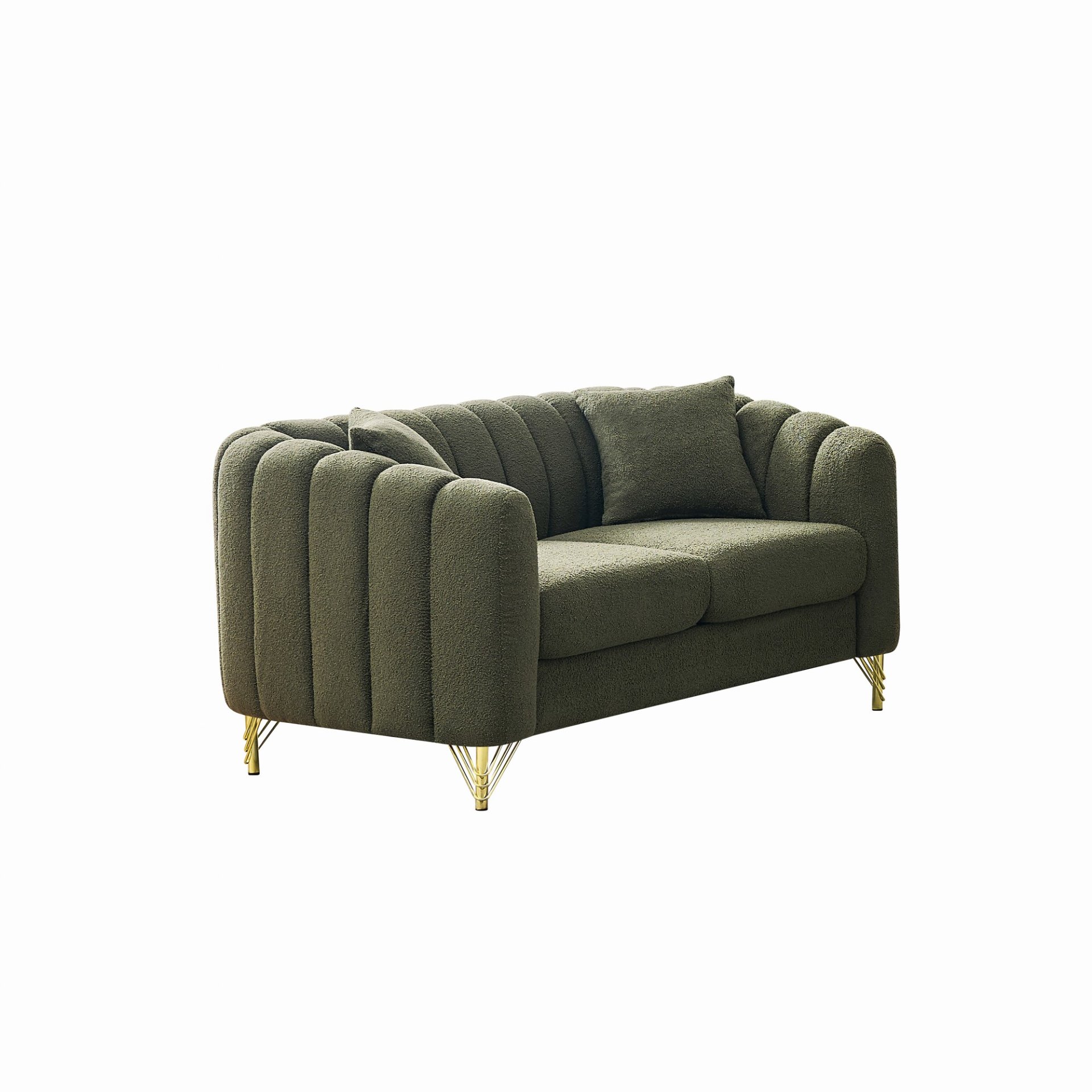 Tufted Loveseat Sofa For Living Room - Green - Image 5