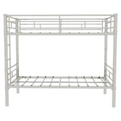 Twin Over Twin Metal Bunk Bed For Kids Boys Girls, Convertible Bedframe With Ladders & Guardrail - Silver