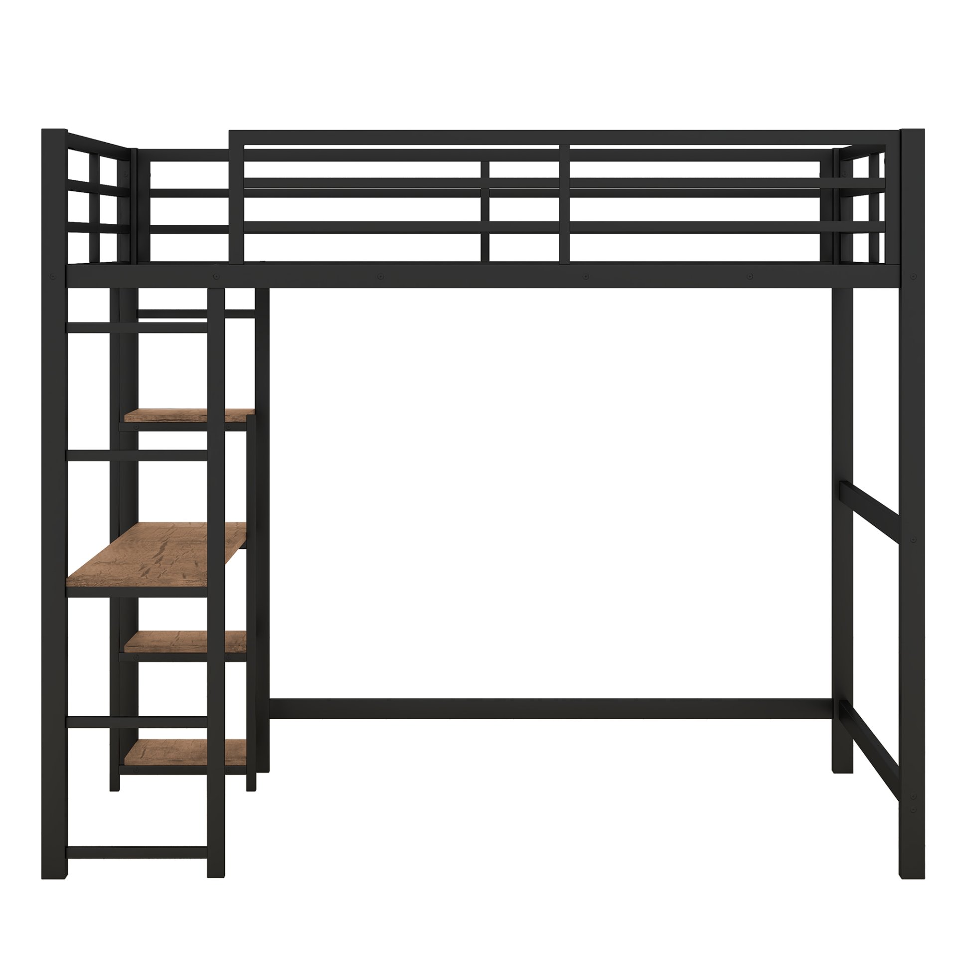 Loft Bed With Built In Desk And Storage Shelves, Full Size - Black - Image 13