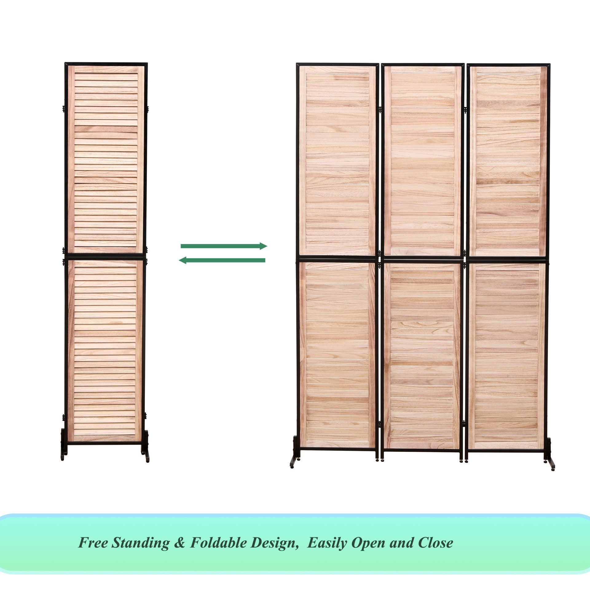 Rustic 3 Panel Room Dividers And Folding Privacy Screen Wooden Room Partitions 6Ft Wall Divider - Natural - Image 5