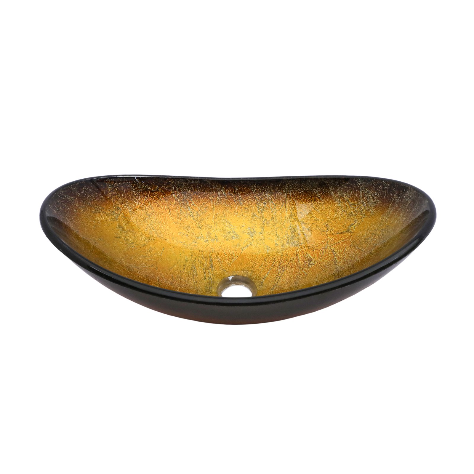 Vessel Sink With Pop Up Drain, Boat Shape Above Counter Bathroom Sink - Gold - Image 6
