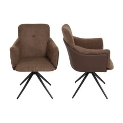 360 Degree Swivel Home Office Desk Chairs With Arm (Set of 2) - Dark Brown