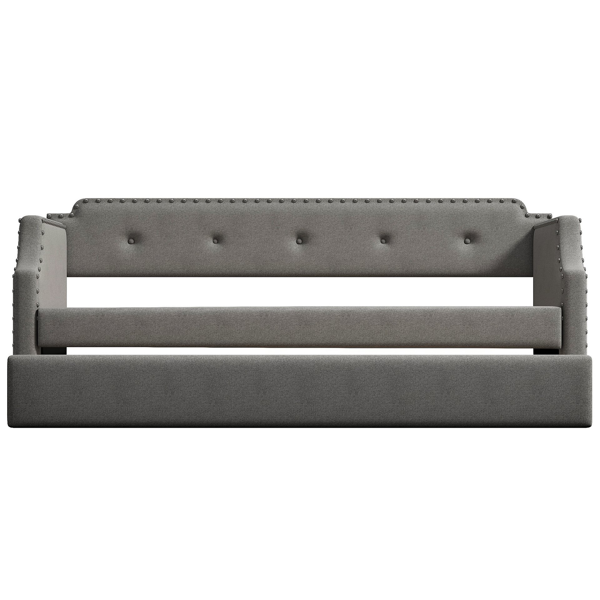 Upholstered Daybed With Trundle, Twin, Slat Support - Gray - Image 8