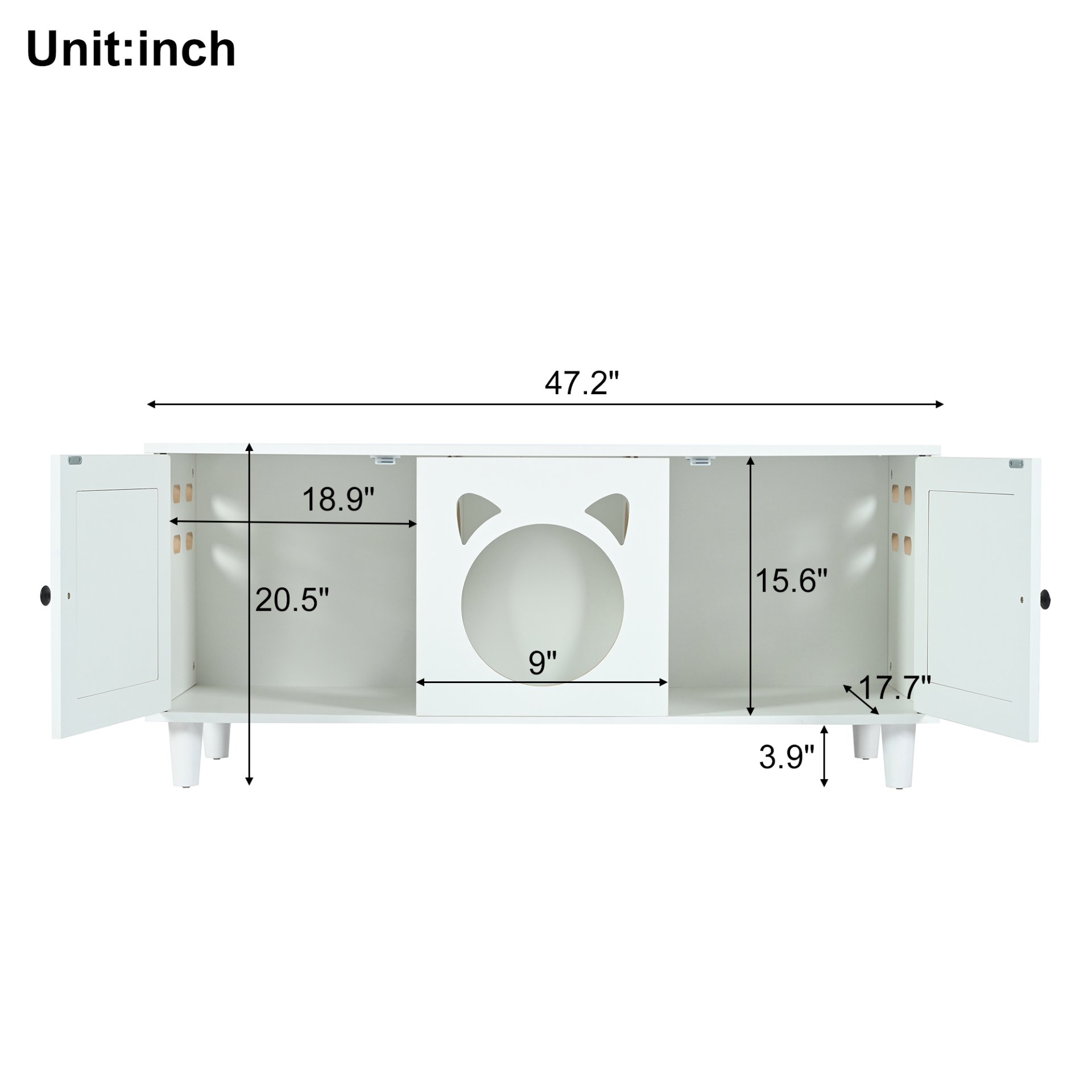 Furniture Style Cat Cabinet Cat Litter Box With Sisal Scratching Door - Cream White - Image 3