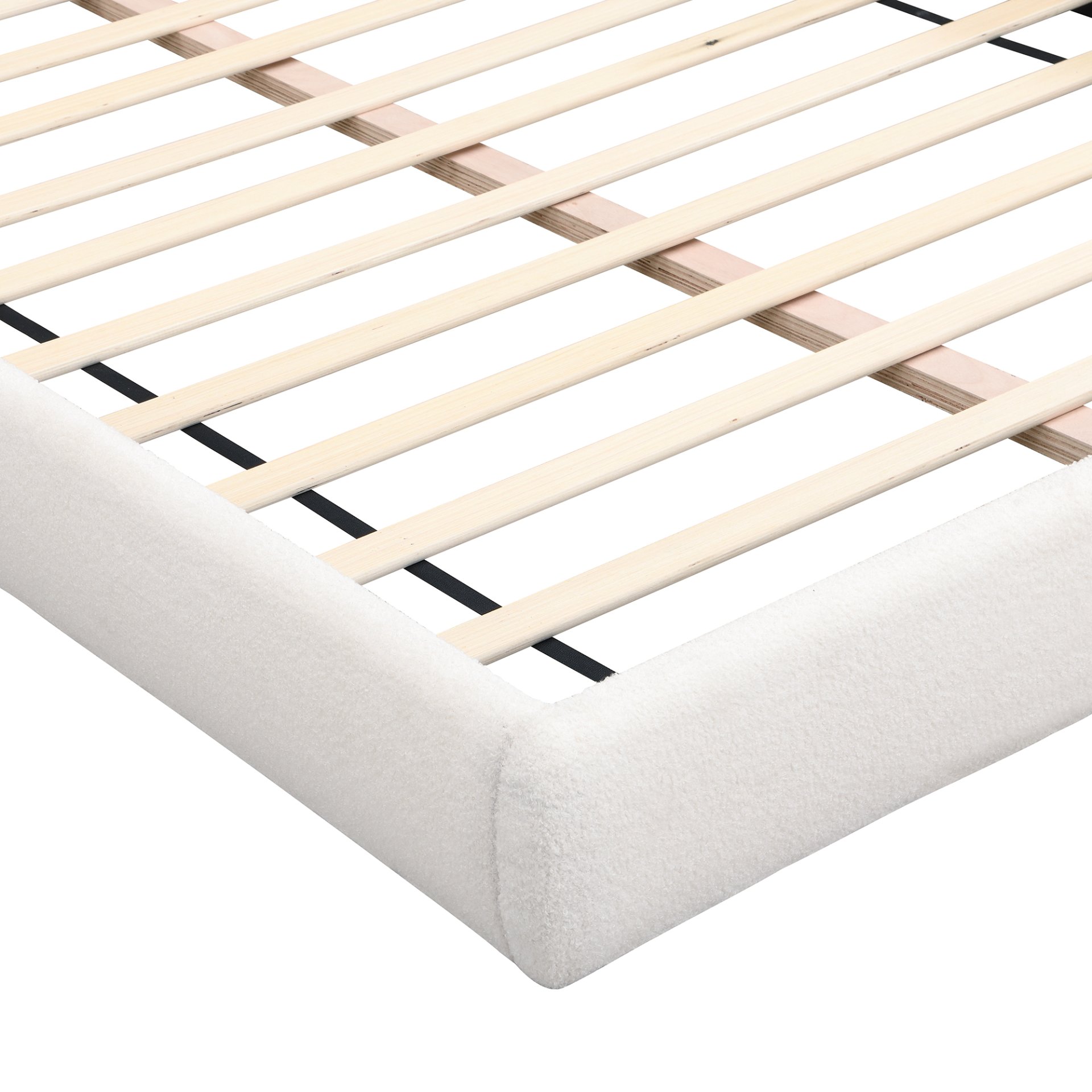 Queen Arched Bed With Small Table, Floor Standing Design - Beige - Image 15