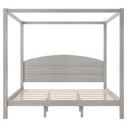 King Size Canopy Platform Bed With Headboard And Support Legs - Gray