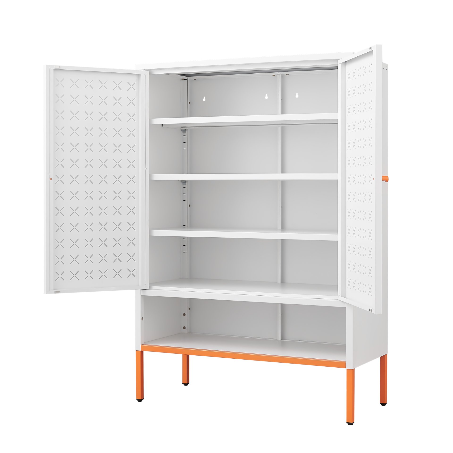 Grid - Double Door Shoe Cabinet With Adjustable Compartments And Moisture Proof Design In Metal - White - Image 12