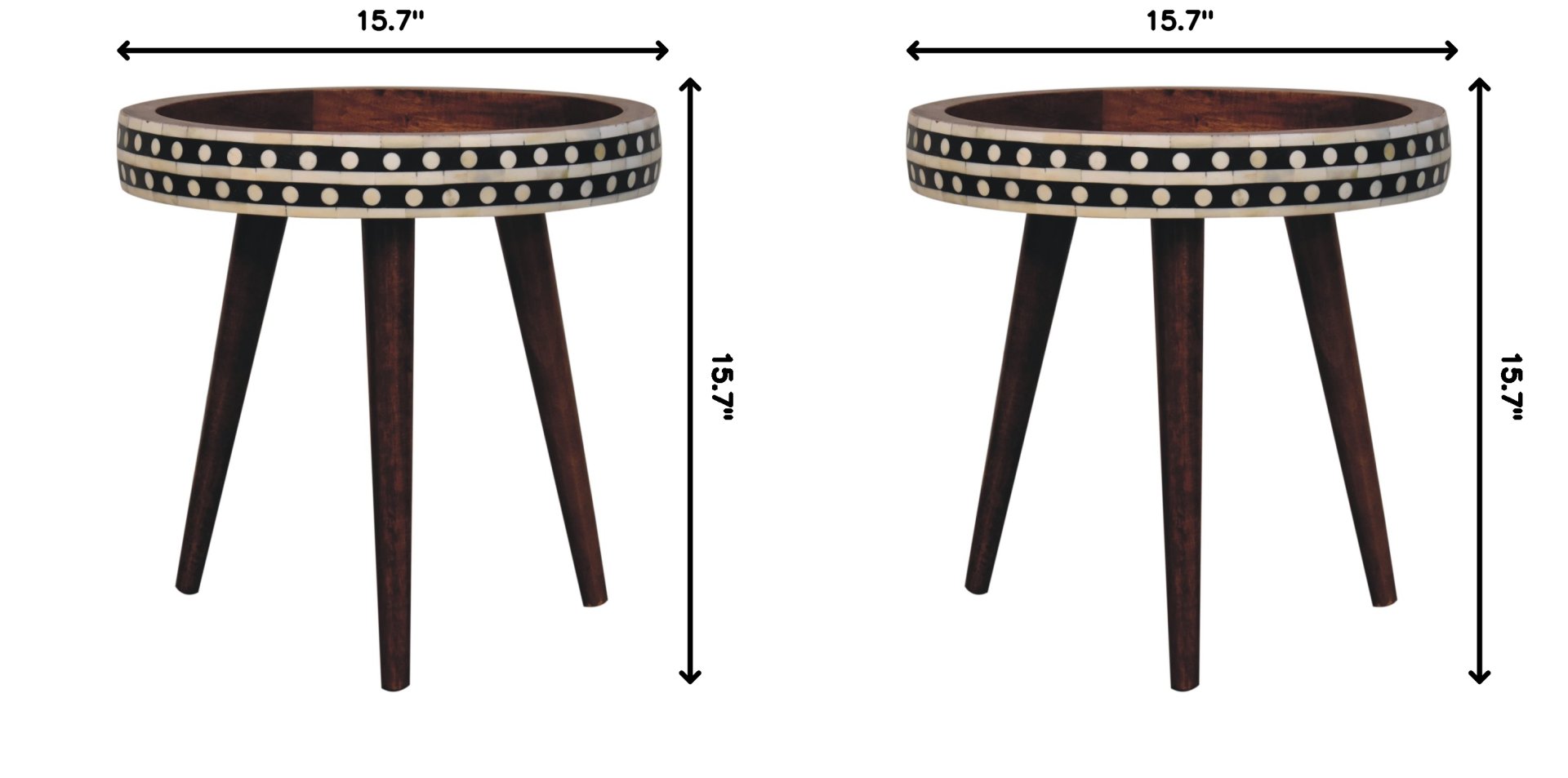 Small Patterned Nordic Style End Table - Caramel - Image 9
