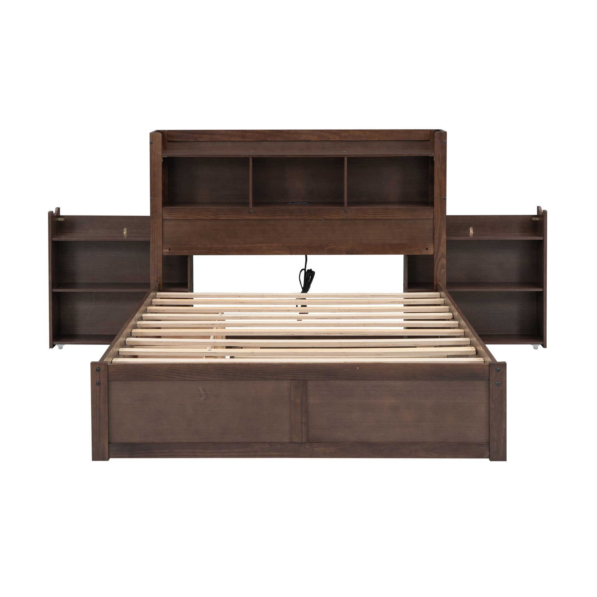 Full Size Storage Platform Bed With Pull Out Shelves, Twin Trundle, And 2 Drawers - Espresso - Image 11