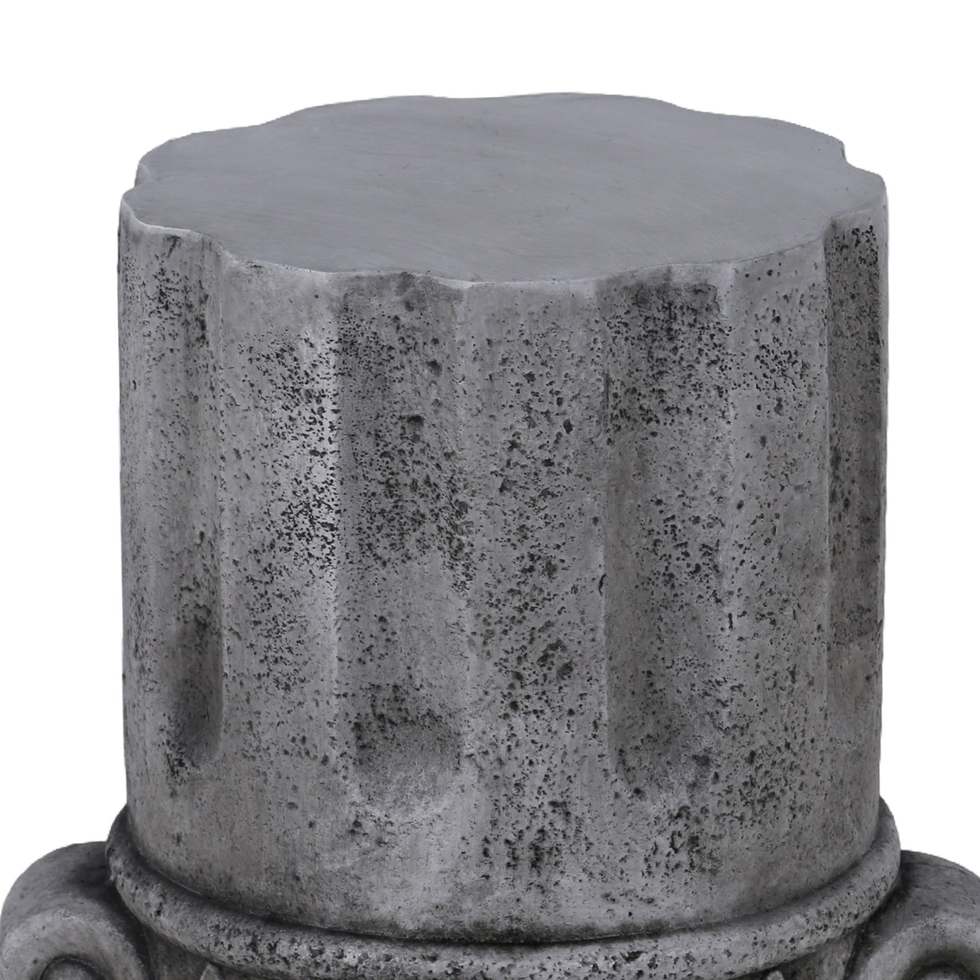 Outdoor End Table, Round Side Table For Patio And Garden - Antique Gray - Image 6