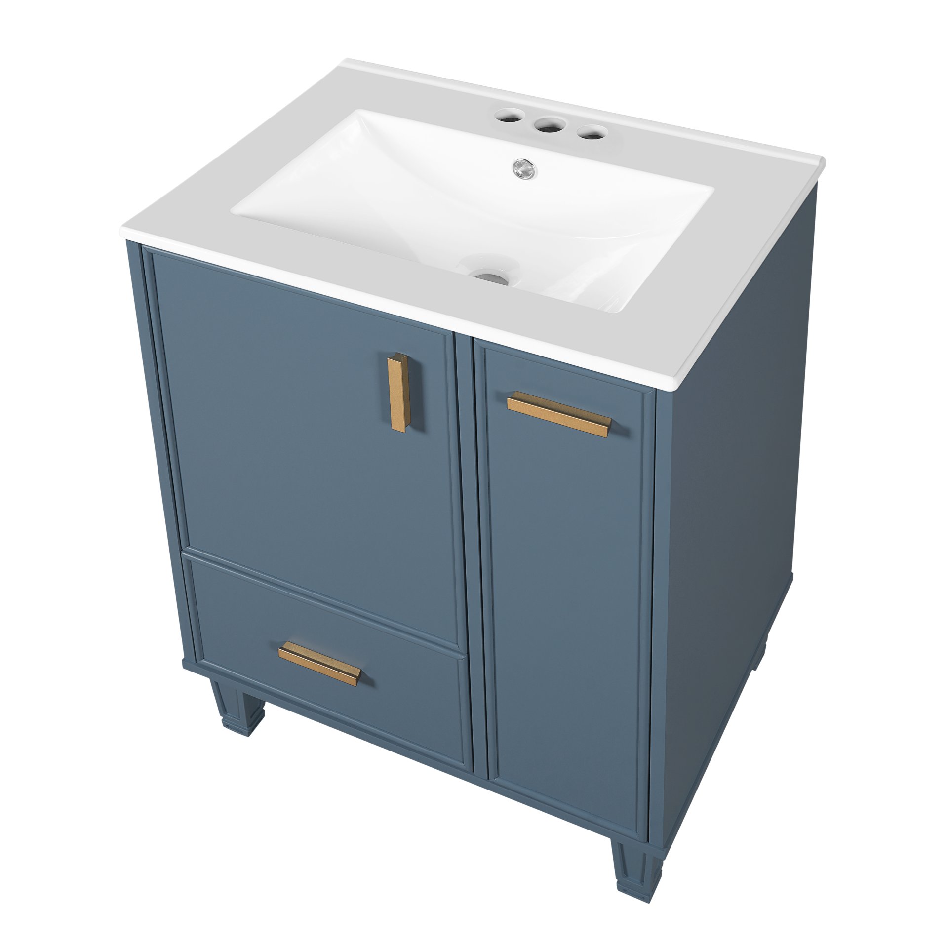 24" Bathroom Vanity With Sink, 1 Door, 2 Drawers, 2 Tier Pull Out Basket - Gray - Image 16