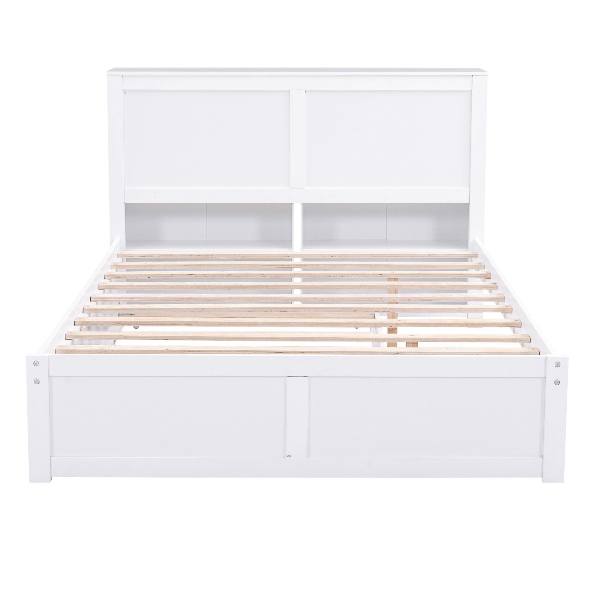 Full Size Storage Platform Bed With Pull Out Shelves And Twin Trundle - White - Image 12