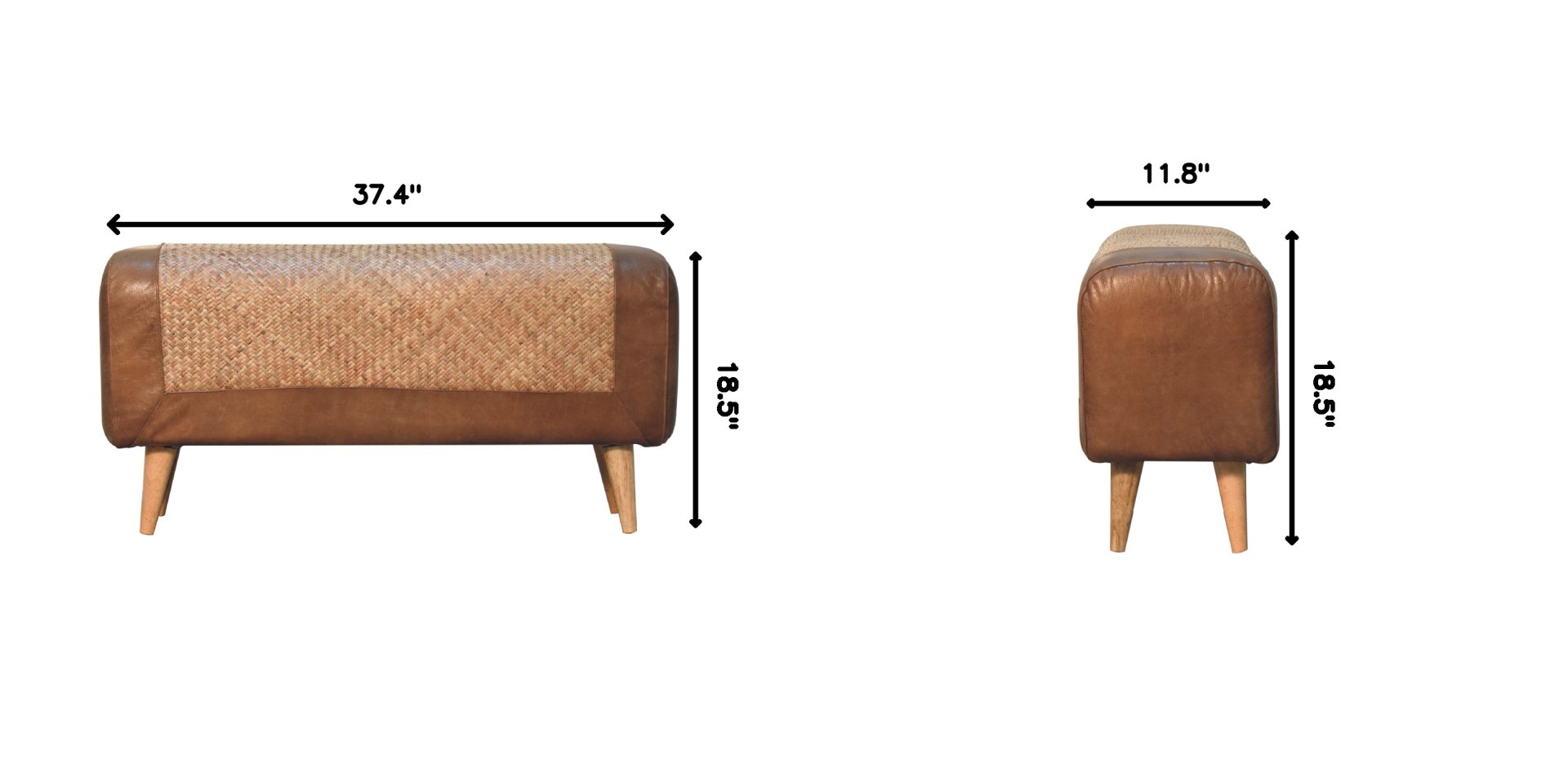 Buffalo - Large Seagrass Hide Nordic Bench - Oak - Image 12