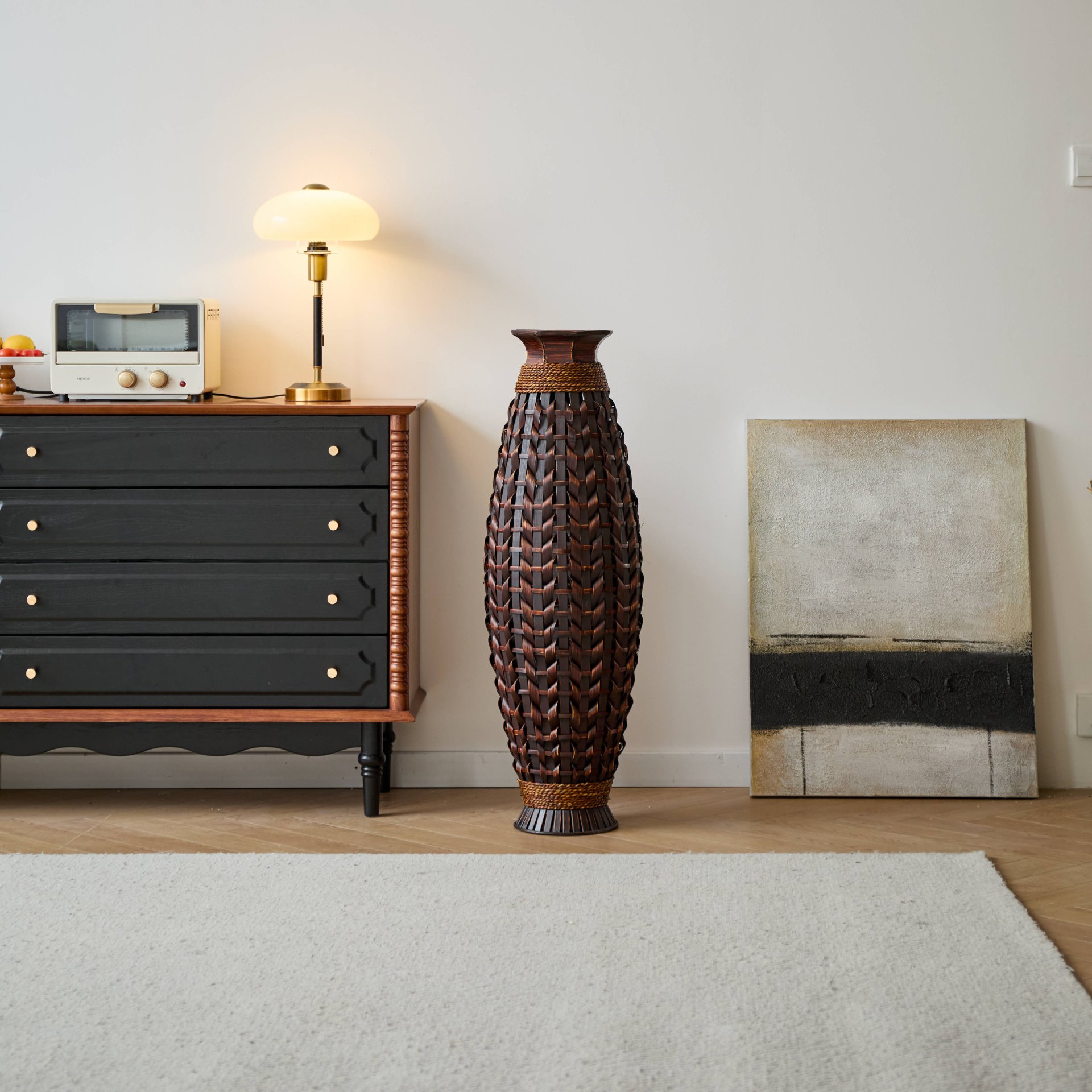 Hand Woven Bamboo Floor Vase, Decorative Accent For Living Room - Acacia Wood - Image 20