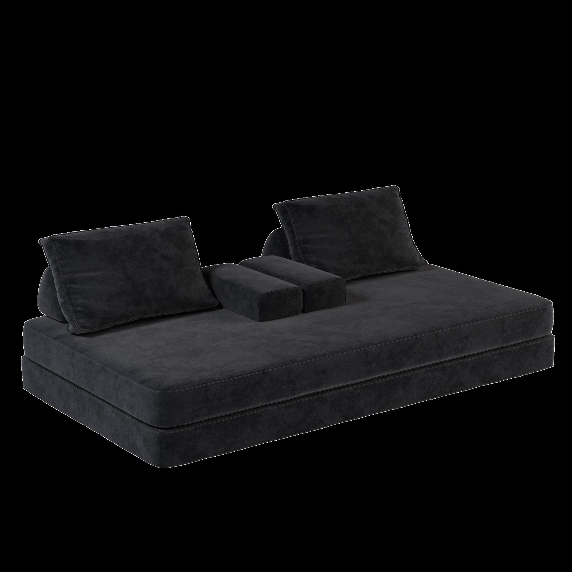 Multifunctional Convertible Sofa Bed With 2 Tumbler Backrests And 2 Pillows, Diy Modern Upholstered Couch - Dark Gray - Image 15