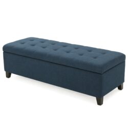 Nebulous - Fabric Upholstered Ottoman With Storage And Diamond Tufted Seat - Navy Blue