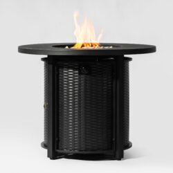 Propane Gas Fire Pit Table, 50000 Btu Round Steel Fire Pit For Outside Patio Deck Garden Courtyard - Black