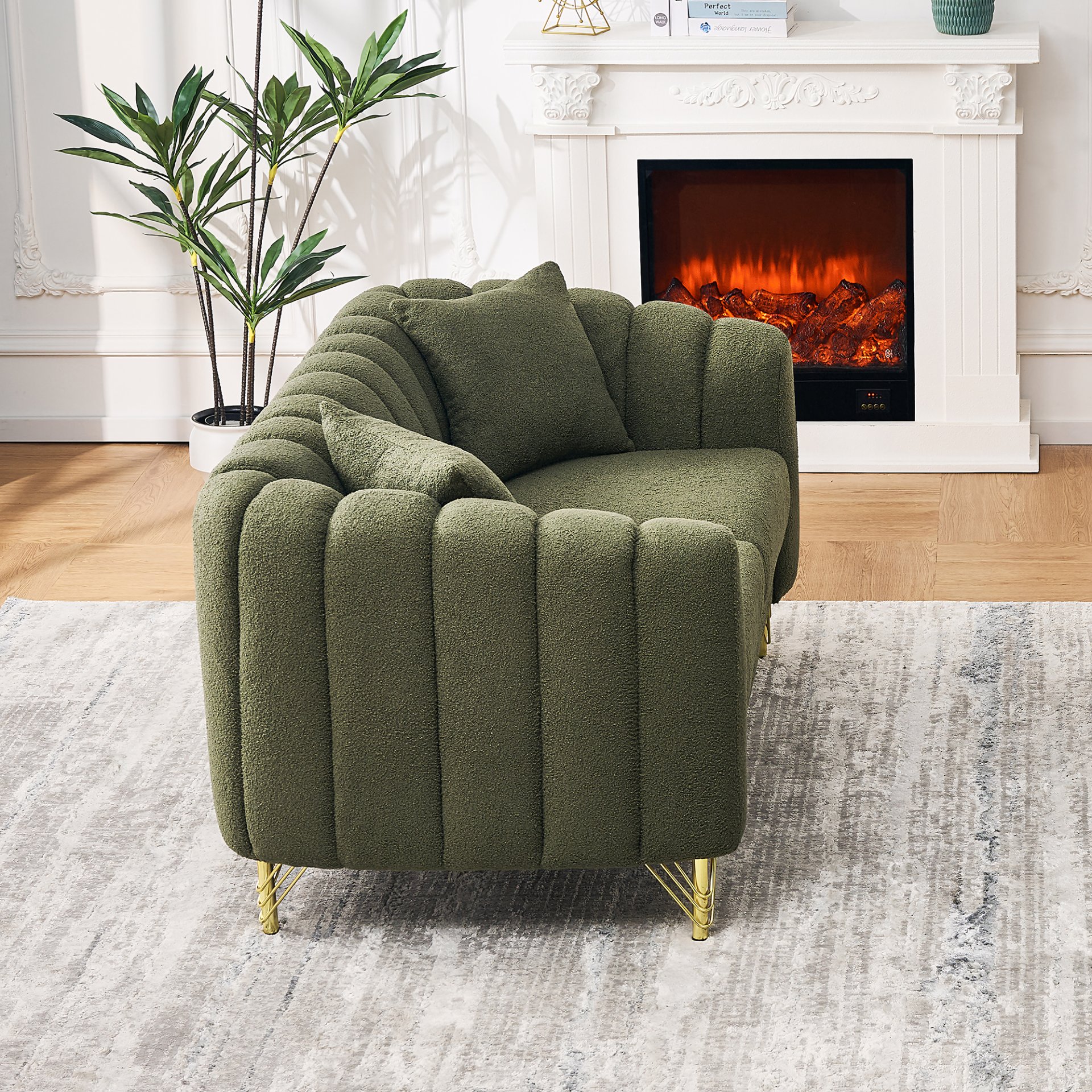 Tufted Loveseat Sofa For Living Room - Green - Image 6