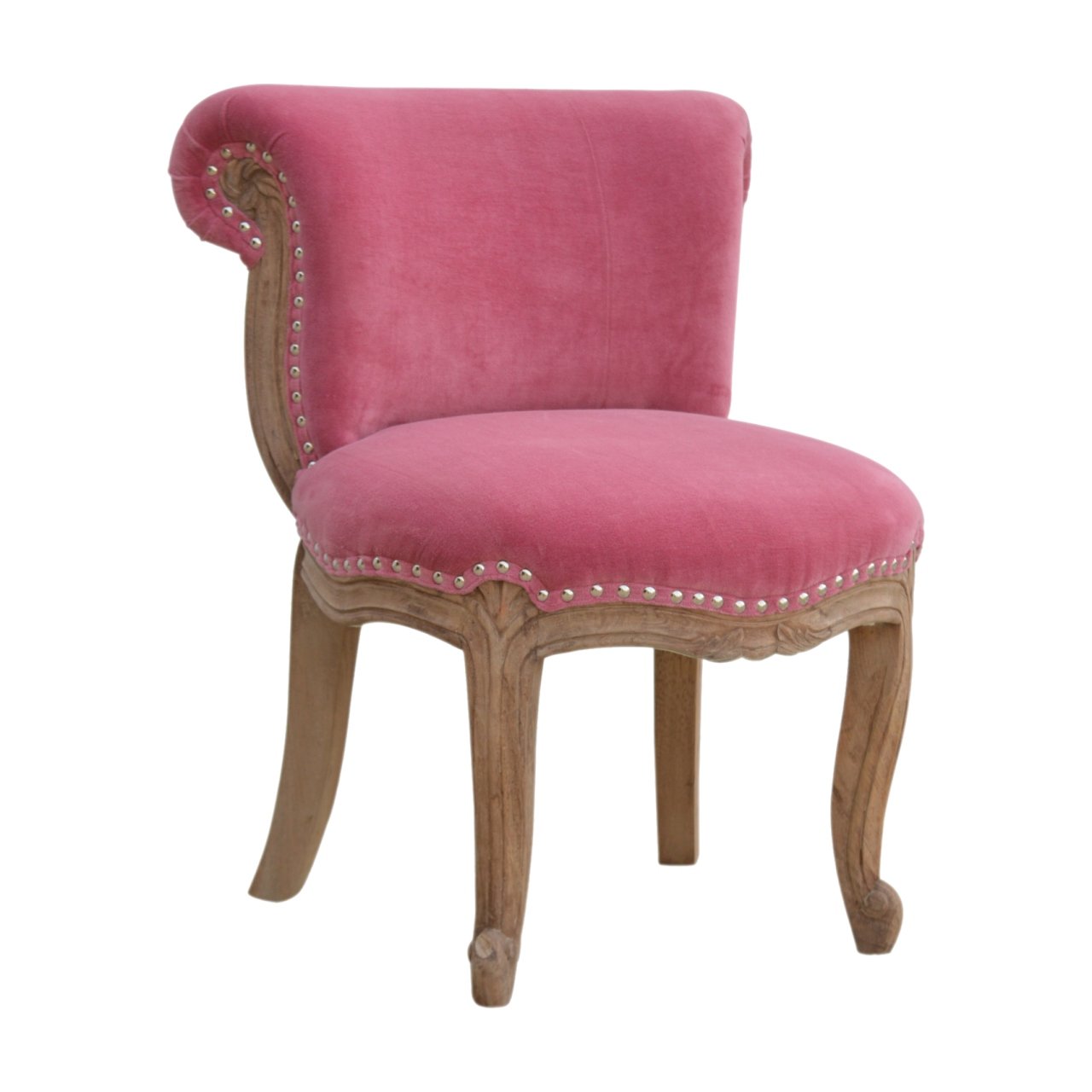 Velvet Studded Chair - Pink - Image 2