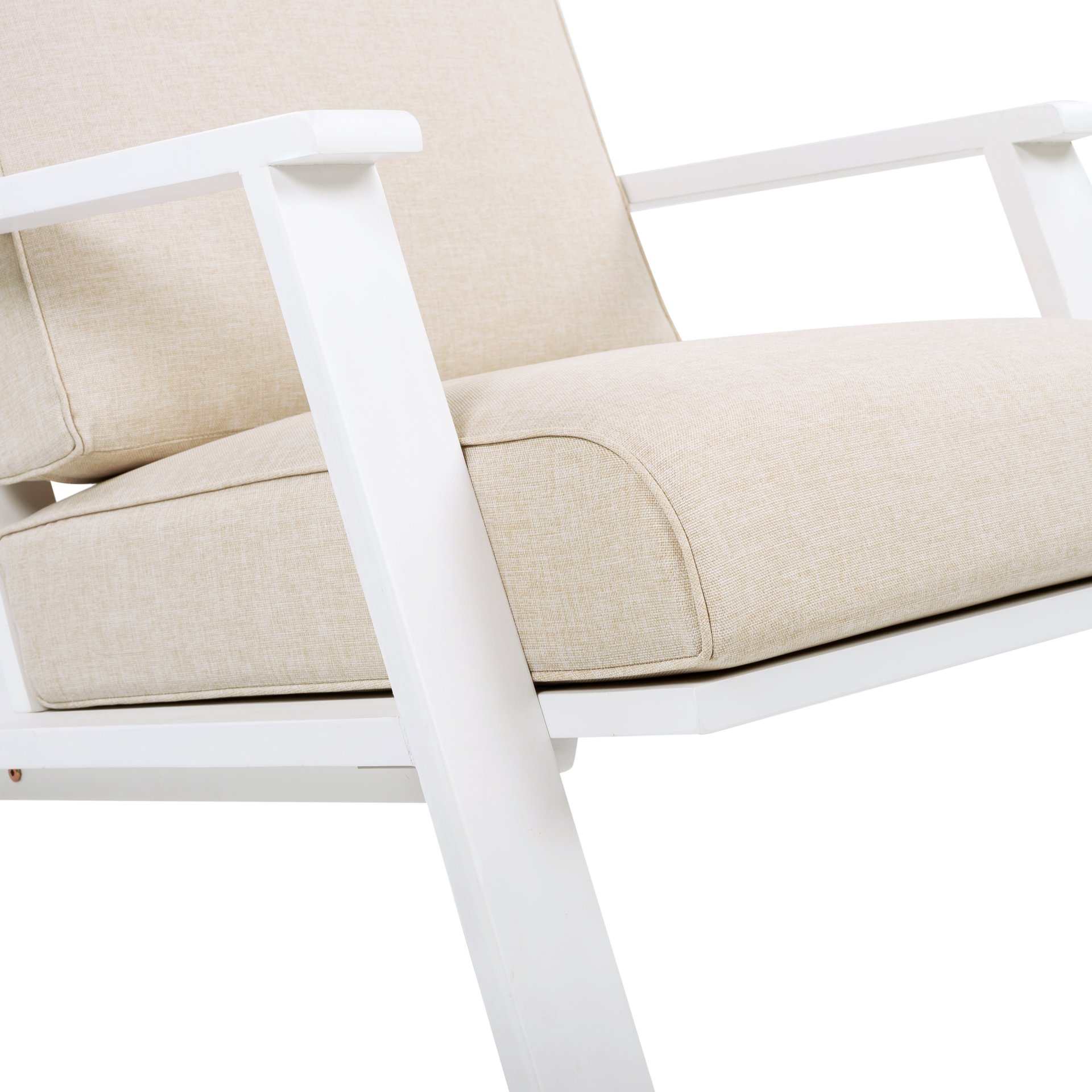 Outdoor Patio Lounge Chair - Beige / White - Image 12
