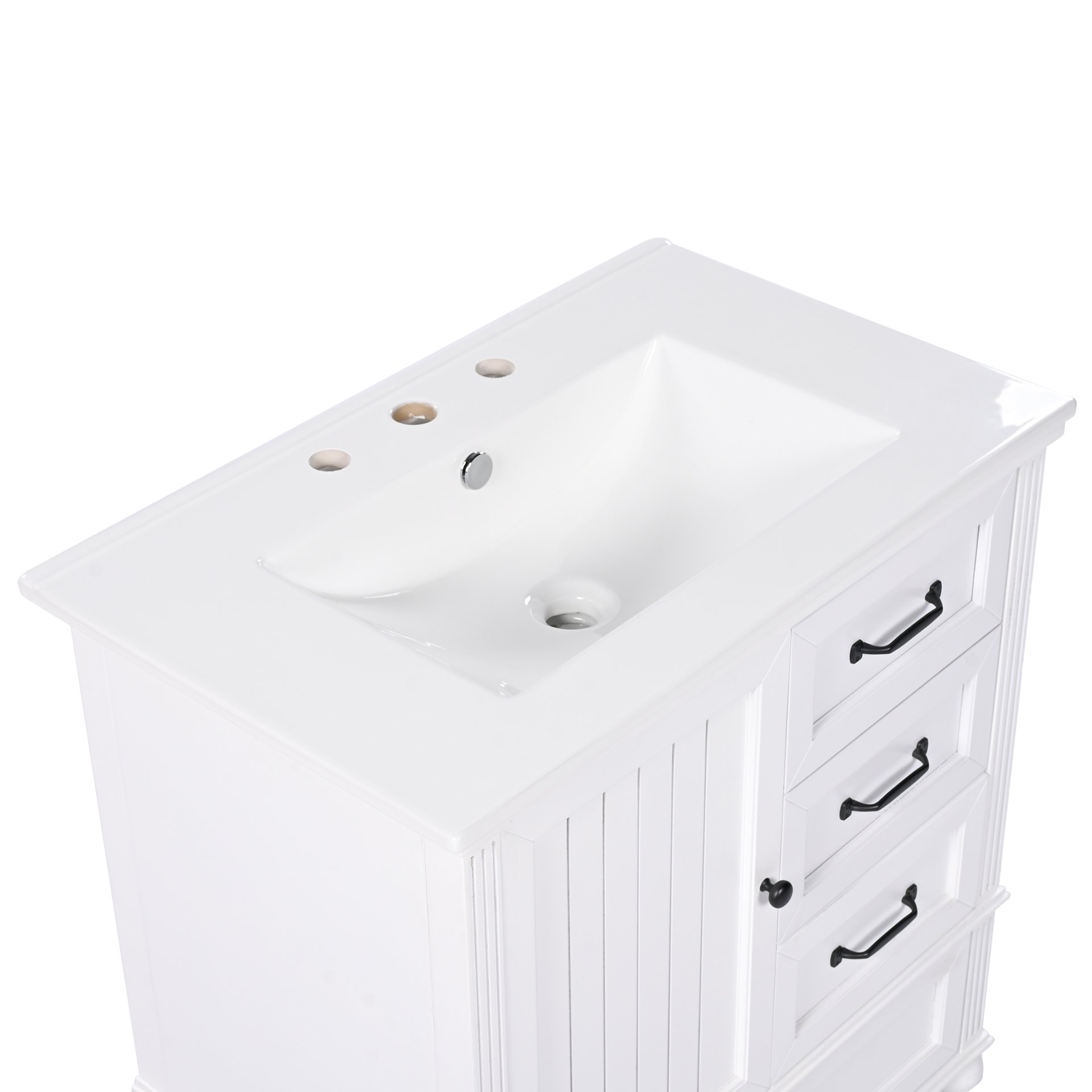 30" Bathroom Vanity With Sink, 3 Drawers, Adjustable Feet - White - Image 22