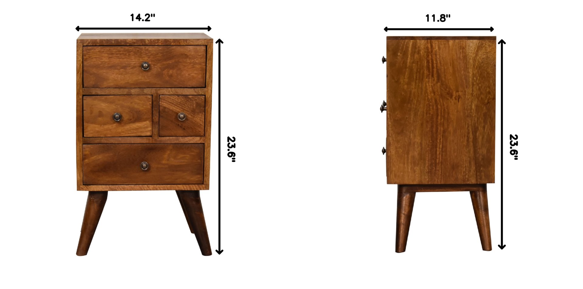 4 Drawer Multi Bedside Table - Chestnut - Image 11