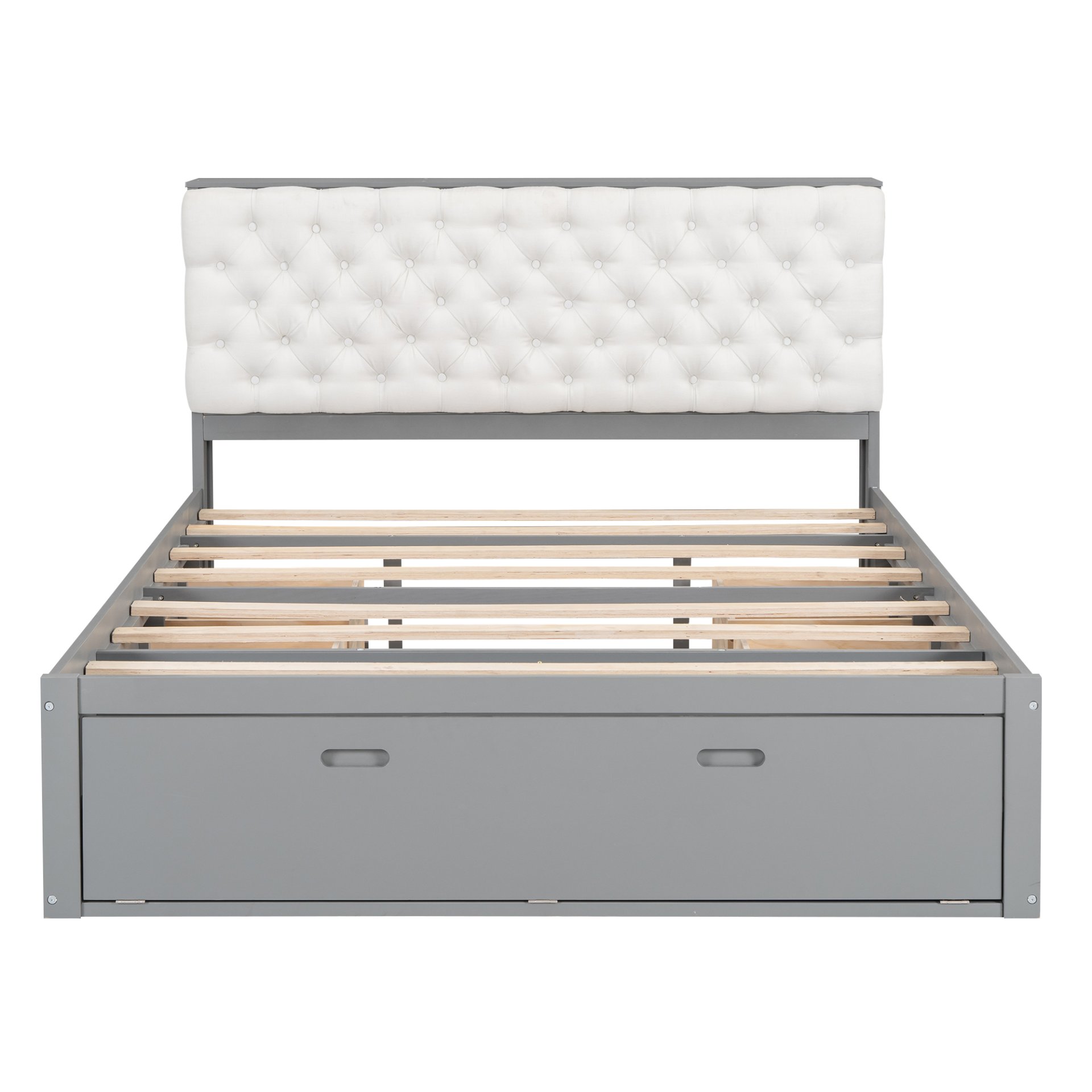 Queen Size Platform Bed With Storage Headboard, Shoe Rack And 4 Drawers - Gray - Image 14