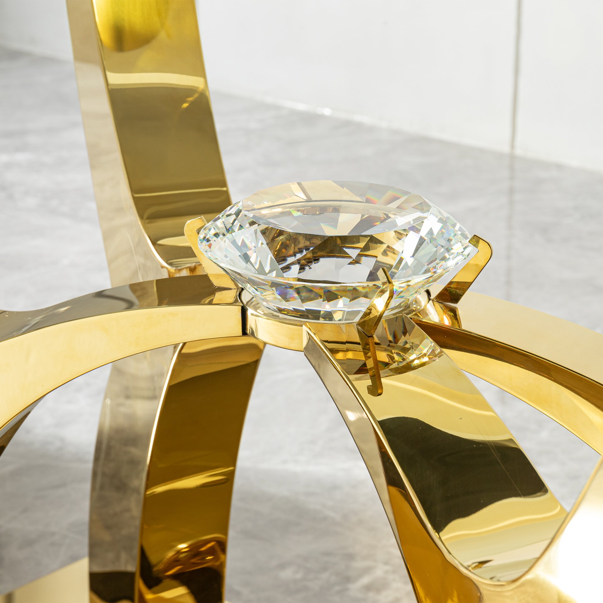 Tempered Clear Glass Rectangular Dining Table With Stainless Steel Base - Gold - Image 5