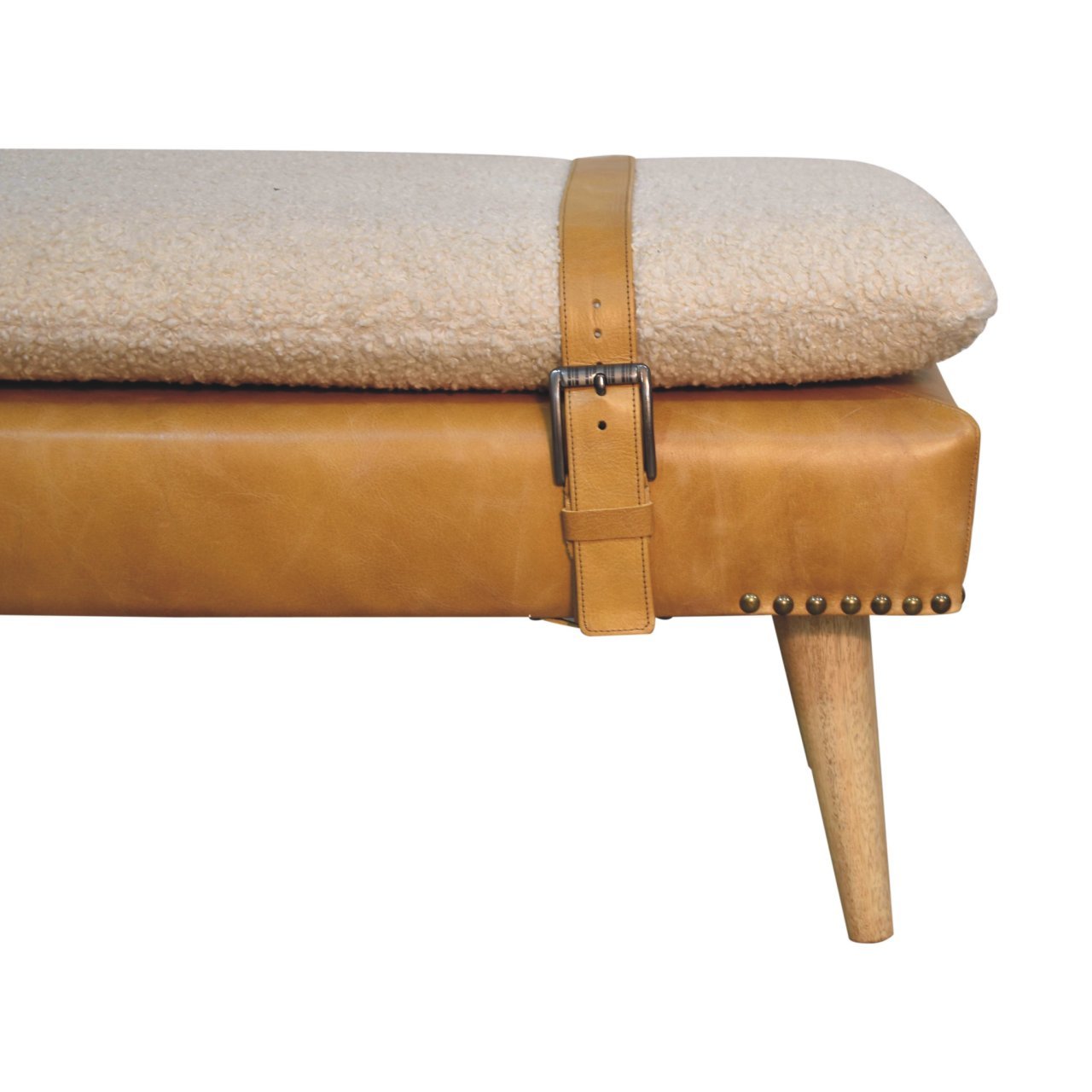 Bouclé Buffalo - Hide Leather Bench - Brown - Image 8